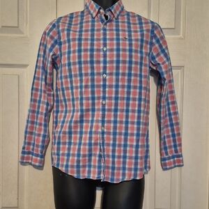 Vineyard Vines Kids Blue and Pink Plaid Button Down Shirt